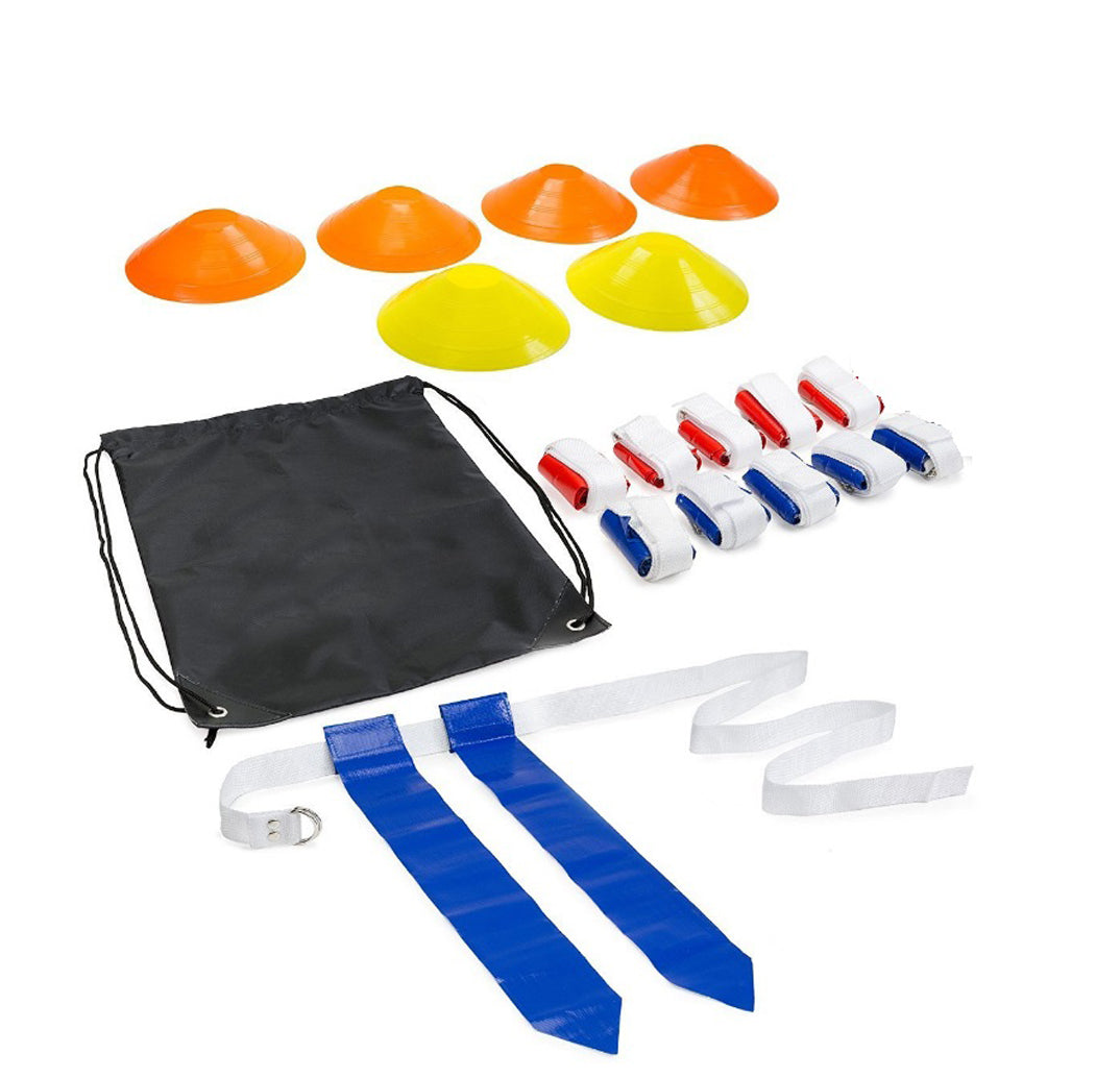 FLAG FOOTBALL kit bandiere e cinture da 10 (1 da 2) con 6 coni