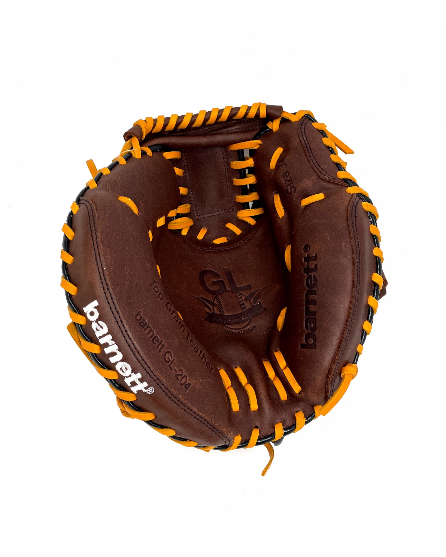 GL-204 Guantone da baseball, catcher, vera pelle, per adulto, 34, marronee