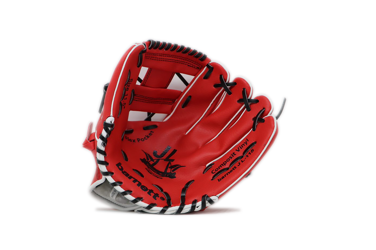 JL-115 - Guanto da baseball , outfield, in poliuretano, misura 11,5 ", ROSSO