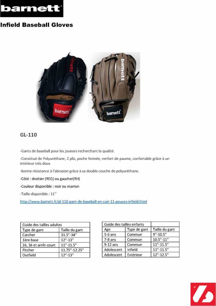 GL-110 Guantone da baseball, competizione, infield, 11, Nero