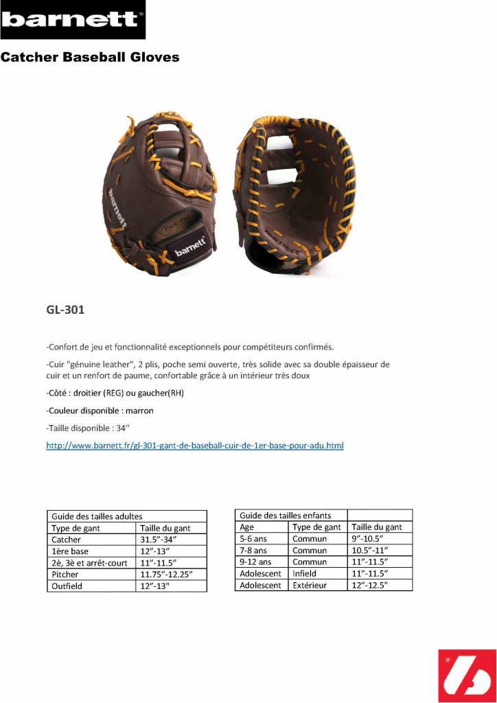 GL-301 primo baseball guantone da baseball, cuoio, per adulti, nero.