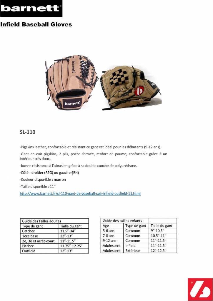 SL-110 Guantone da baseball, pelle, infield/outfield, 11, marrone