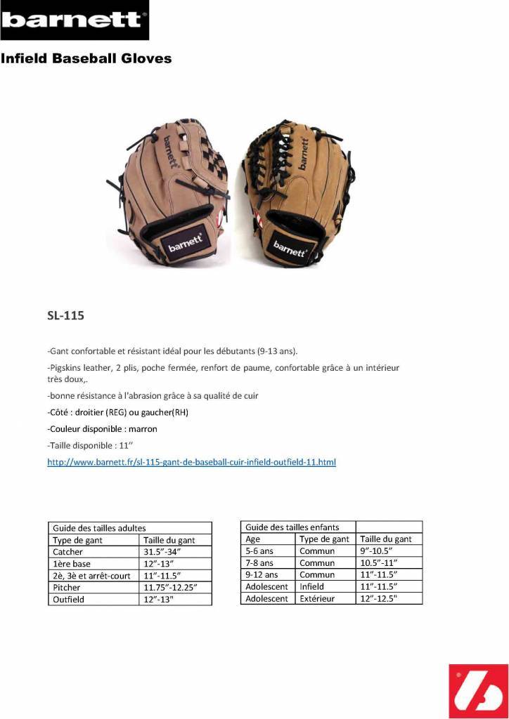 SL-115 Guantone da baseball, pelle, infield/outfield, 11,5, marrone