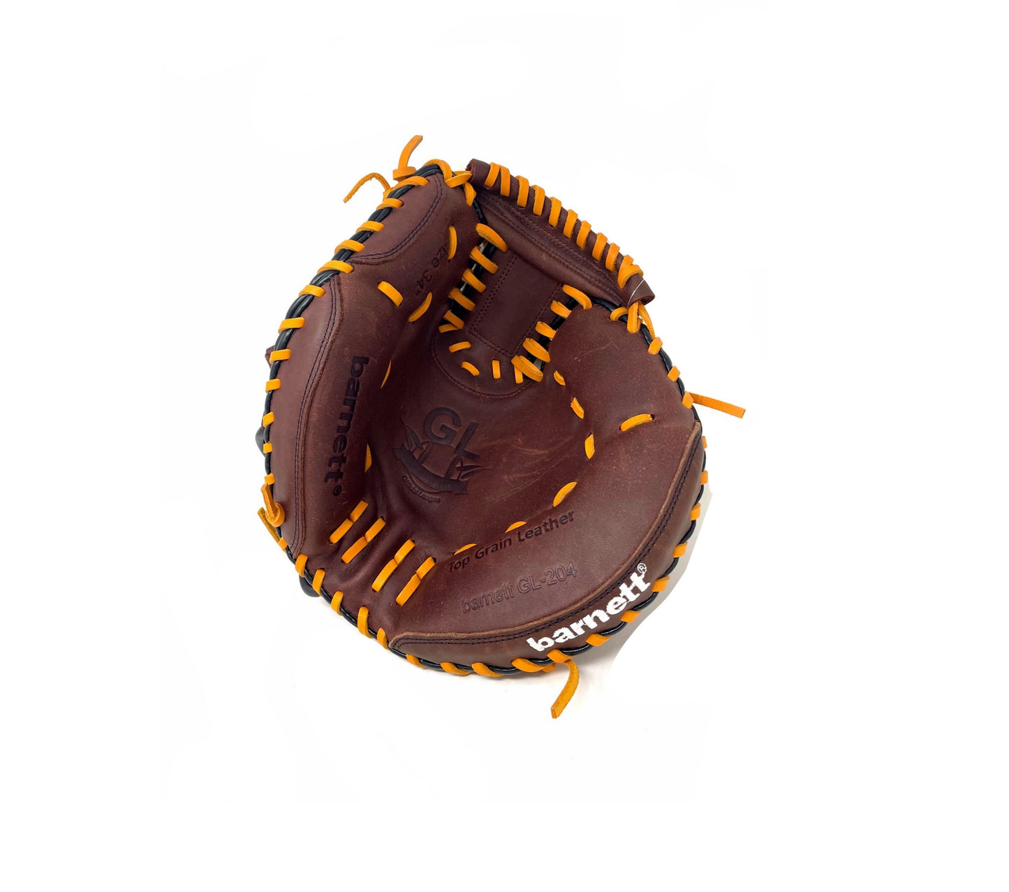 GL-204 Guantone da baseball, catcher, vera pelle, per adulto, 34, marronee
