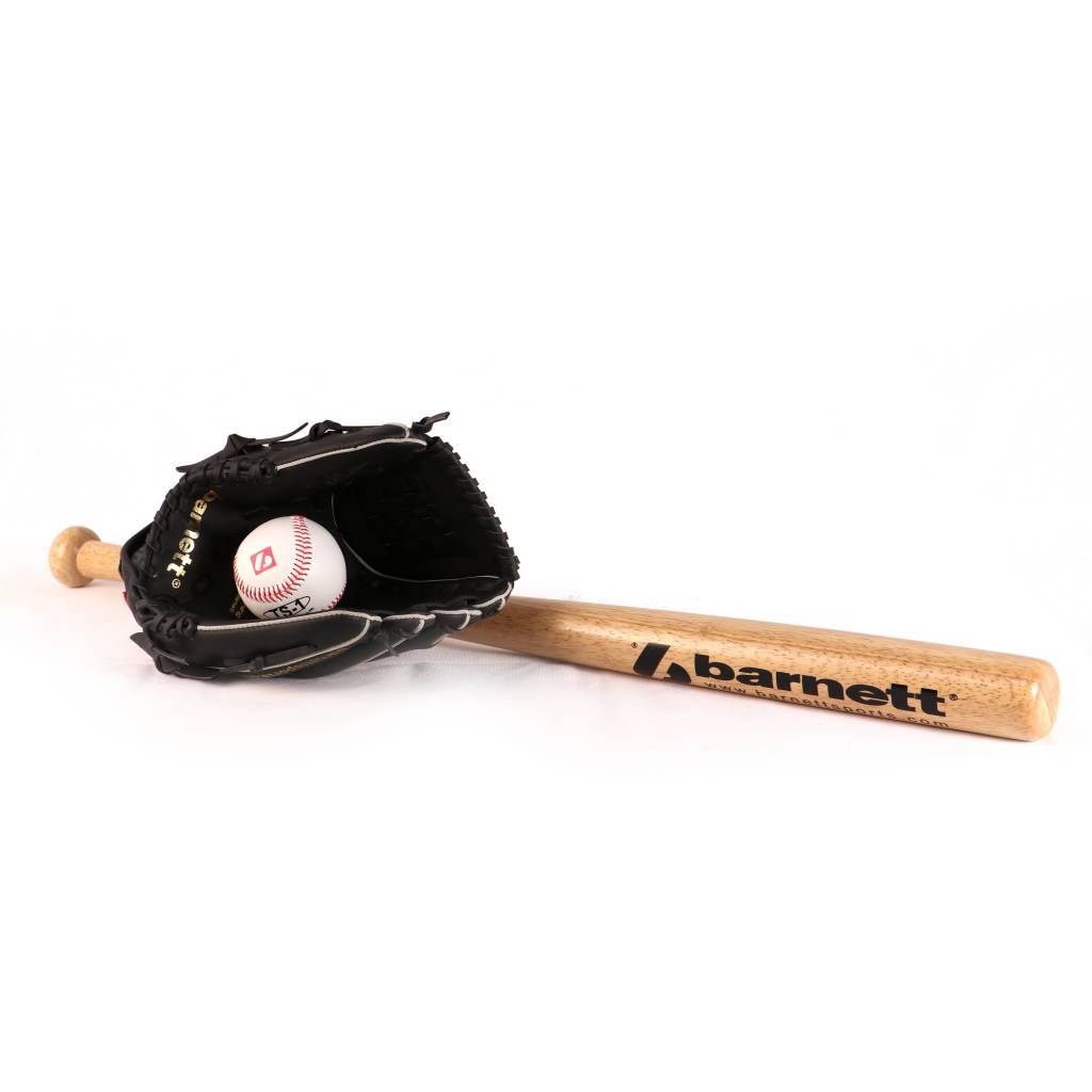 BGBW-3 Kit da baseball principianti, youth - Mazza in legno, guantone, palla (BB-W 25, JL-110, BS-1)