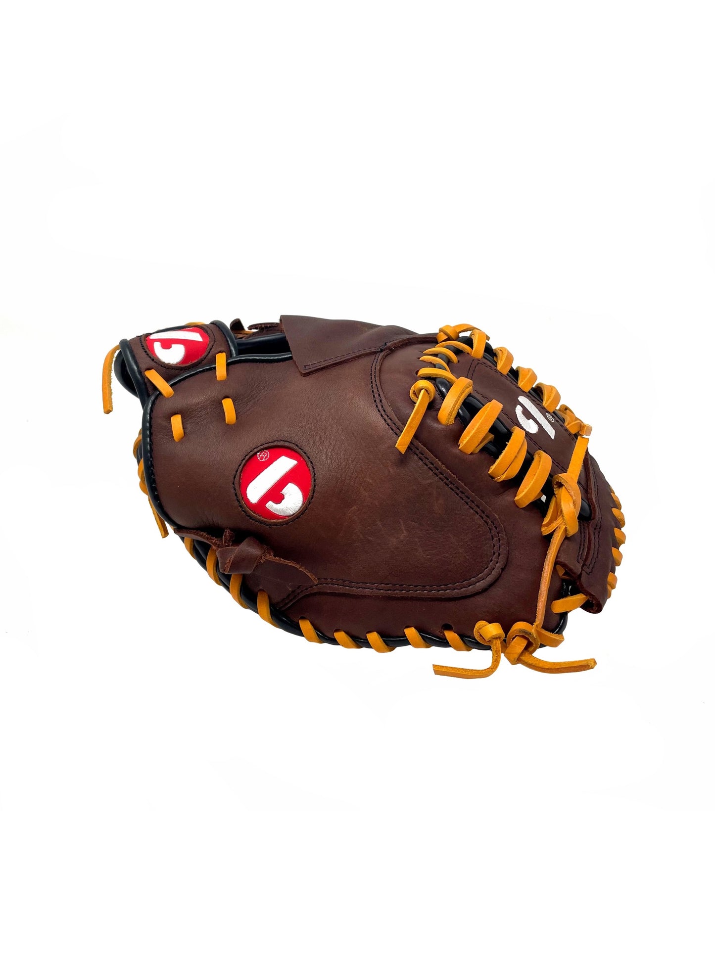 GL-204 Guantone da baseball, catcher, vera pelle, per adulto, 34, marronee