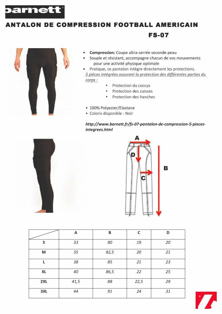 FS-07 pantaloni a compressionee, 5 pezzi integrati, per il football americano