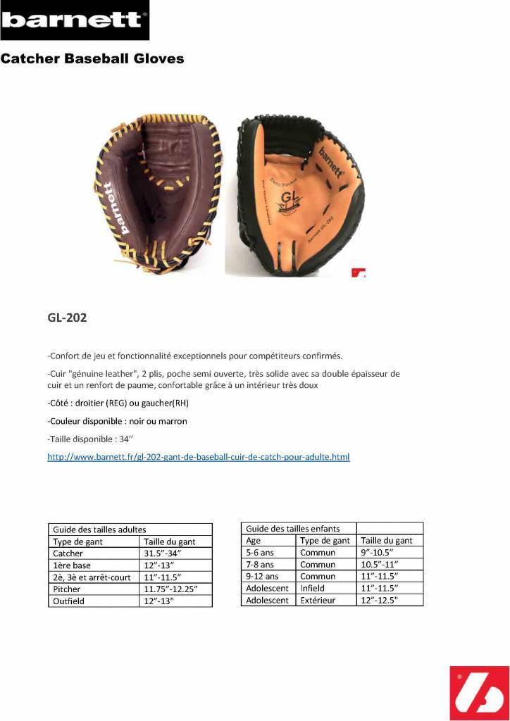 GL-202 Guantone da baseball, catcher, vera pelle, per adulto, 32, marronee